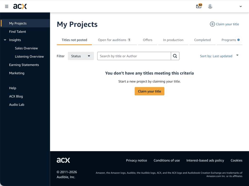 ACX Platform Dashboard Screenshot